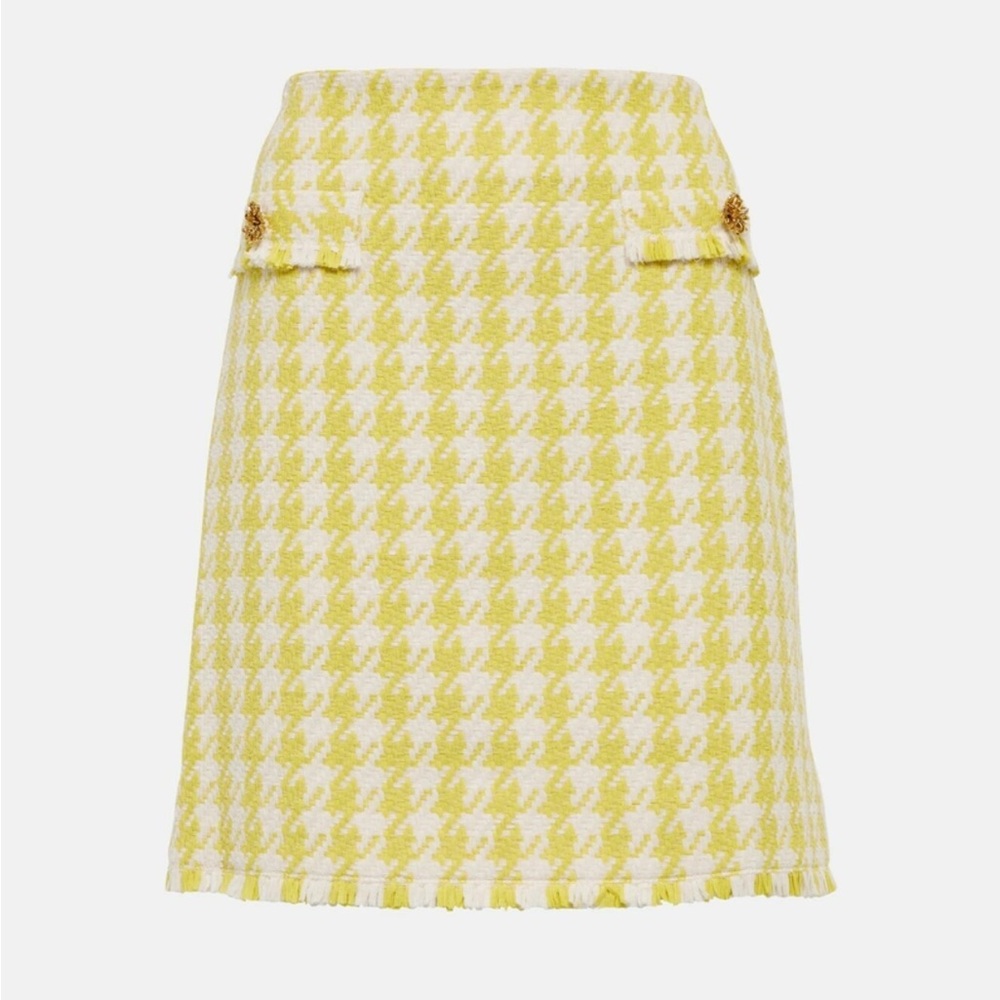 Oscar de la Renta Yellow Houndstooth Women's Skirt
